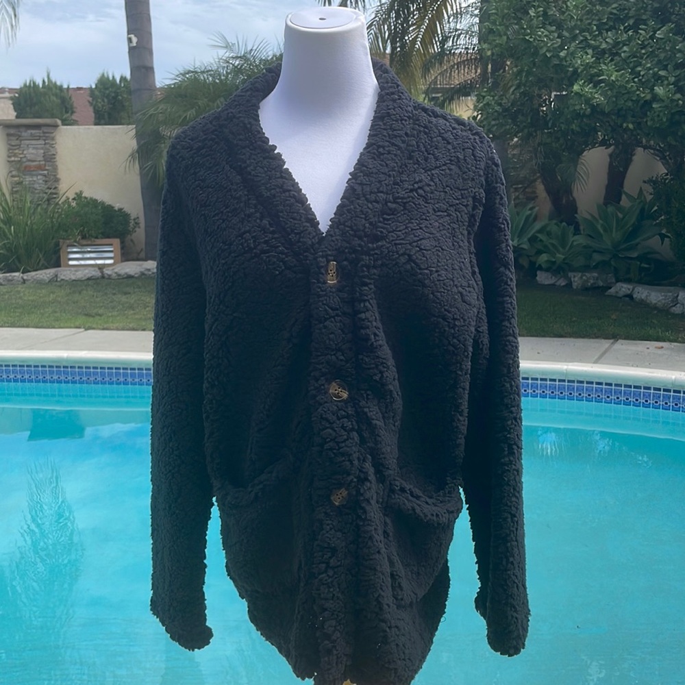 Super cozy black cardigan button up sweater | Size Large